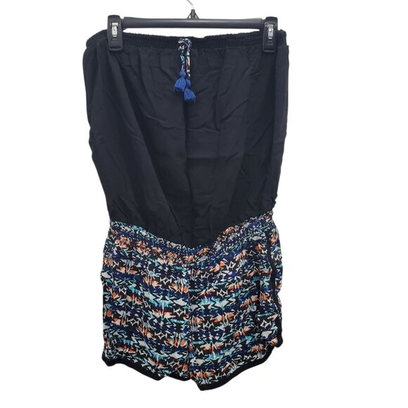 Joe‎ Boxer Junior's Y2K Black Abstract Print Blouson Strapless Tube Romper Sz XL - Picture 1 of 7